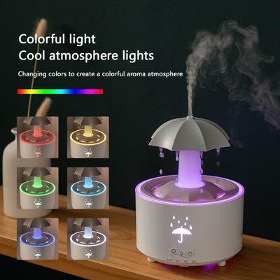 Rotating Umbrella Droplet Humidifier,Home Use with Large Fog, Desktop, Colorful Lighting,Aromatherapy Machine,Remote Control,No Aromatherapy Included