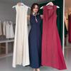 2025 Summer European & American Round Neck Button Sleeveless Slit Sexy Slim Fit Dress