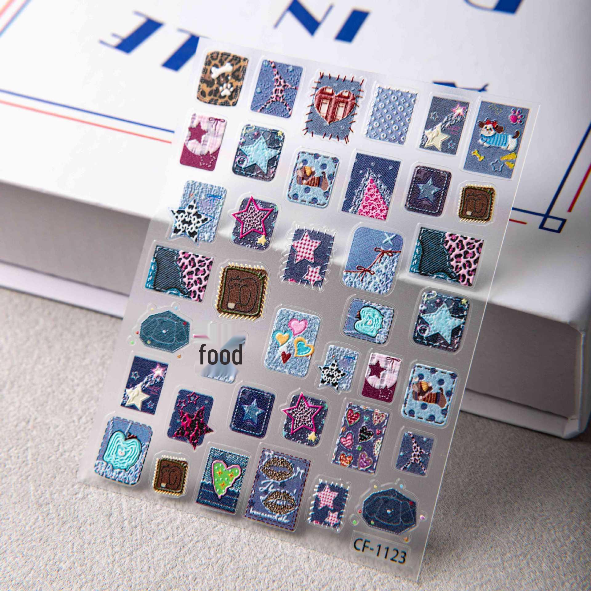 

Cyansea Retro Denim 3D Embossed Picture Frame Nail Art Stickers CF-1123