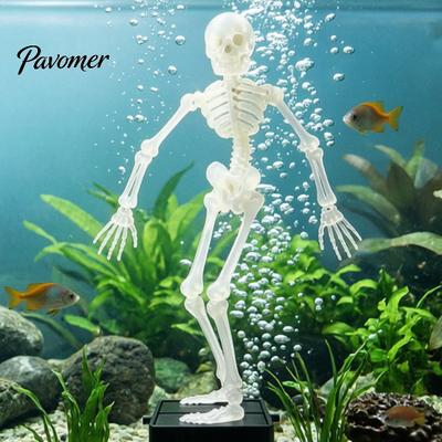 Straszne Akwarium Dekoracja Tańczący Szkielet, Pneumatyczna Ruchoma Figurka Kości do Akwarium, Unikalna Dekoracja Szkieletu na Halloween Wodoodporna