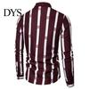 Lapel Design Shirt Spring Men Contrast Color Striped Print Thin Long Sleeves All-day Comfort Turn-down Collar Loose Single-breasted Formal Business