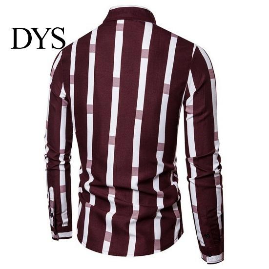 Lapel Design Shirt Spring Men Contrast Color Striped Print Thin Long Sleeves All-day Comfort Turn-down Collar Loose Single-breasted Formal Business