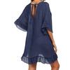 Bikini Cover Up Ruffles V Neck Ladies Elegant Pure Color Sundress for Beach