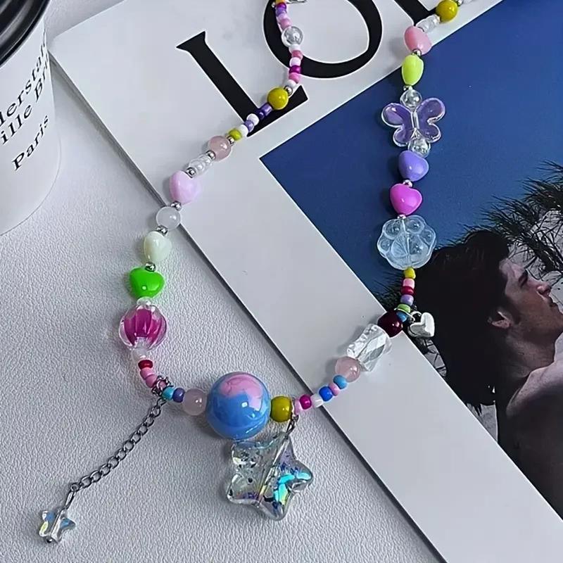 Bohemia Candy Cute Necklace for Women Star Pendant Beaded Clavicle Chain Necklaces Vacation Jewerly Y2K Accessories