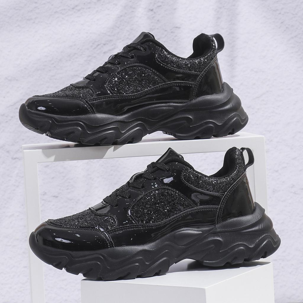 New comfortable sports casual high heel platform sequined dad shoes breathable