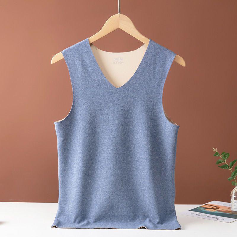 Męski bezszwowy dwustronny aksamitny ciepły bezrękawnik z drapanym spodem.