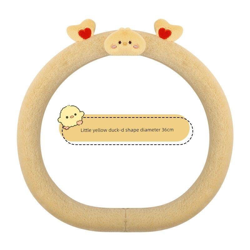 Car Steering Wheel Cover Summer Cartoon Cute Bear Short Plush Women's Steering Wheel Cover Universal for All Seasons Non-Slip and Warm