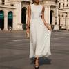 Fashion Polka Dot Maxi Dresses Women Elegant O-neck Lotus Hem Long Gowns Chic Lady Sleeveless High Waist Bodycon Summer Robes