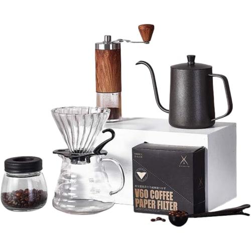 

Deerou Coffee Set, Portable Coffee Mill, Manual Coffee Grinder, Camping Coffee Gift, Coffee Drip Equipment, Lightweight and Labor-Saving, Ideal for Tr