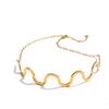 Yhpup Fashion Stainless Steel Wave Choker Necklace 18K Gold Color PVD Plated Popular Metal Distinctive Personality Jewelry