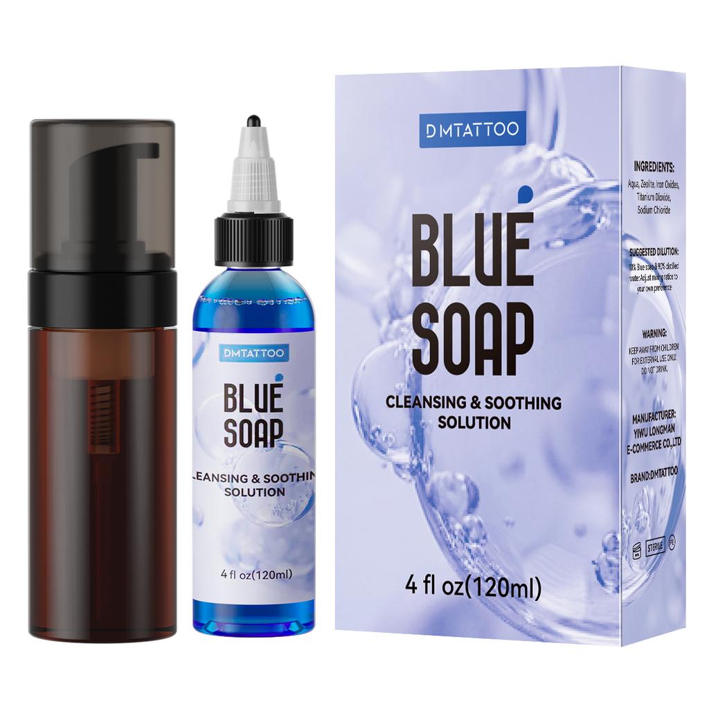 30/120ML DM Tattoo Blaue Seife Reinigungs- & Beruhigungslösung Komplettes Set Tattoo Studio Eyeliner Lippen Augenbrauen Zubehör