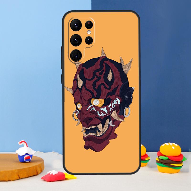 Japanese Samurai Oni Mask Phone Case For Samsung Galaxy S24 Ultra S9 S10 S20 FE S22 S21 S23 Plus S25 Ultra Cover Coque