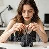 Plush Keychain Soft Fabric Zipper Design Round Shape Embroidered Pattern Portable Bag Charm for Everyday Use