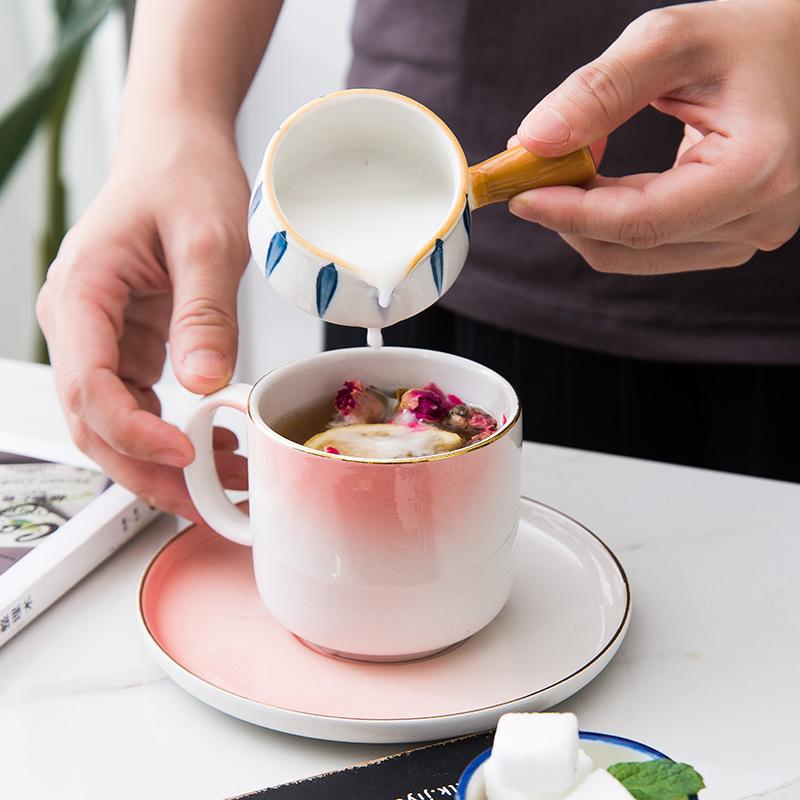 Mini Ceramic Milk Cup Creamer Jug Multifunctional Seasoning Dish Small Ceramic Coffee Milk Pitcher Vinegar Sauce Cup With Handle