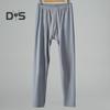 Men Pants Elastic Waist Double-Sided Brushed Thermal Insulation Long Johns Solid Color Mountaineering Vacation Travel Work School Bottoming Trousers