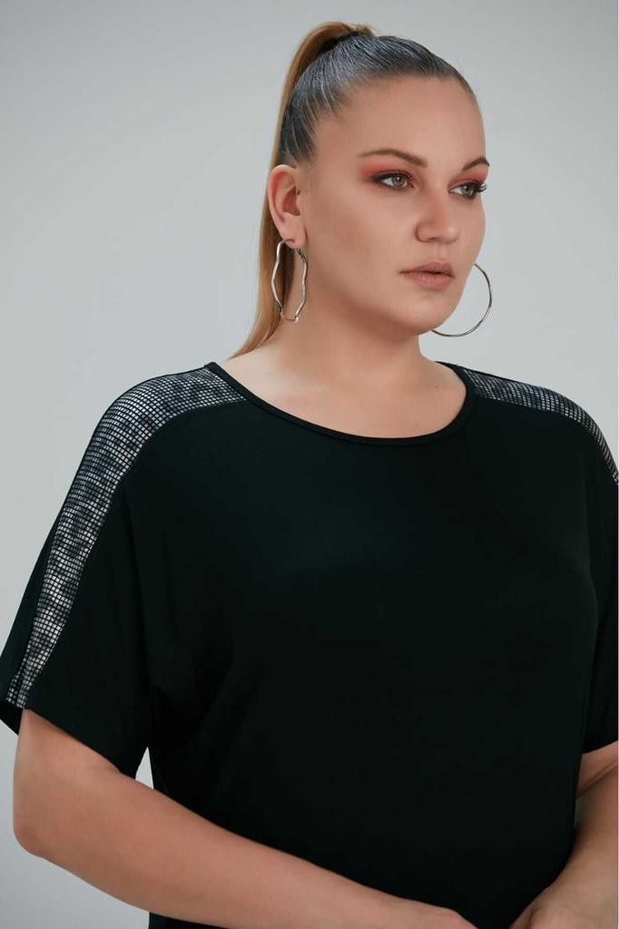 Damen Übergröße Bluse Schwarz Übergröße Leopard Kurzarmbluse