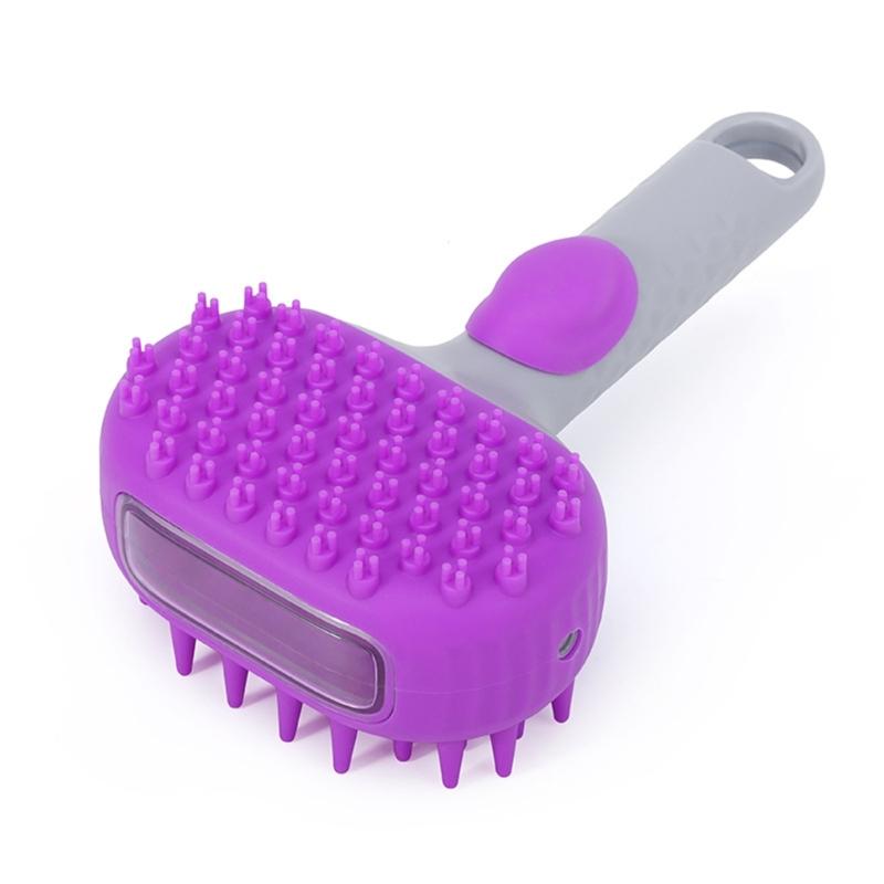 

Multifunctional Grooming Brush For Pet Deep Cleaning Massage Comb Nonslip Handle Easyly Clean Various Size фиолетовый