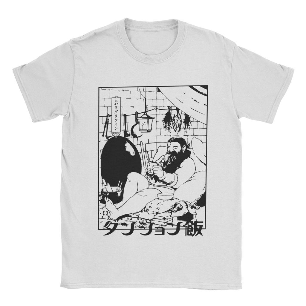 Delicious In Dungeon T Shirt Men Pure Cotton Cool T-Shirt Round Neck Anime Tee Shirt Short Sleeve Clothes Big Size