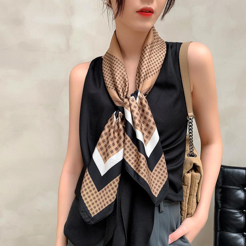 Spring square scarf silk scarf French retro women's simple and versatile foreign style fashion temperament twill silk scarf batch
