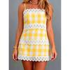 Linen Blend Abstract Pattern A Line Dress For Casual Beach And Travel Wear
