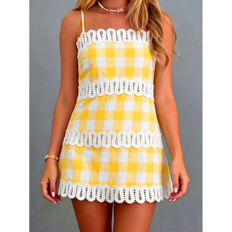 Linen Blend Abstract Pattern A Line Dress For Casual Beach And Travel Wear