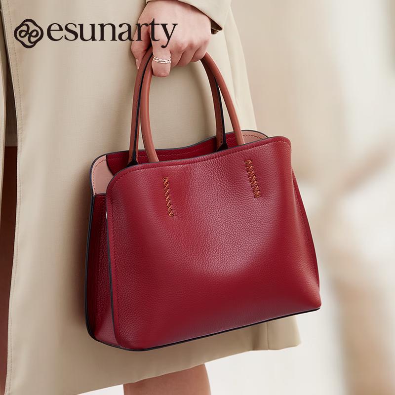ESUNARTY Women s Genuine Leather Large Capacity Handbag