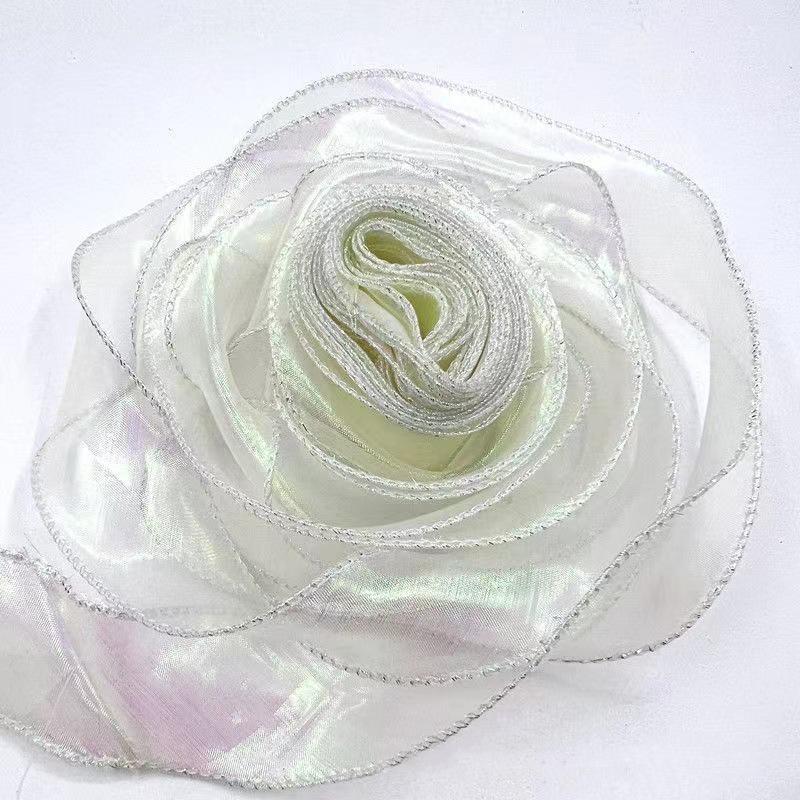 40mm 10Yards Fishtail Organza Ribbon  Reflective Iridescent Wavy Edge Ribbon for Gift Wrapping DIY Bow Bouquet Voile Ribbons