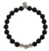 EvaDane Natural Black Onyx Gemstone Tibetan Beads Black Rutilated Quartz Charm Stretch Bracelet