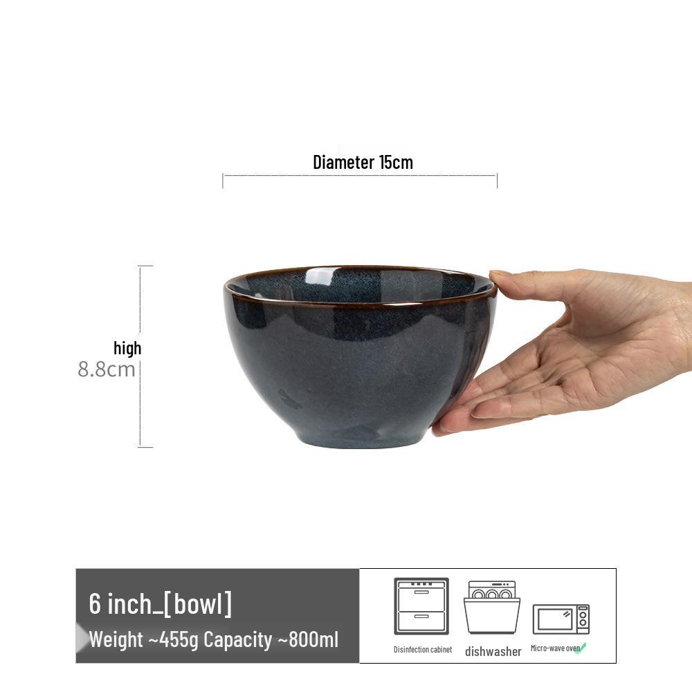 

Japanese Retro Ceramic Bowl - Versatile for Salads, Noodles, Vegetables, Fruits, or Soups. 6-Inch