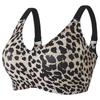 Plus Size Leopard Print Wireless Bra Push Up Back Support Full Cup Bra