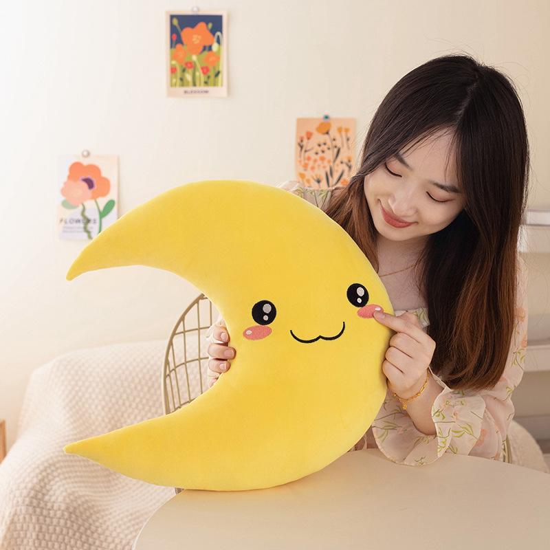 Cute Expression Moon Throw Pillow Plush Toy Doll Home Sofa Pillow Cushion Child Soothing Doll