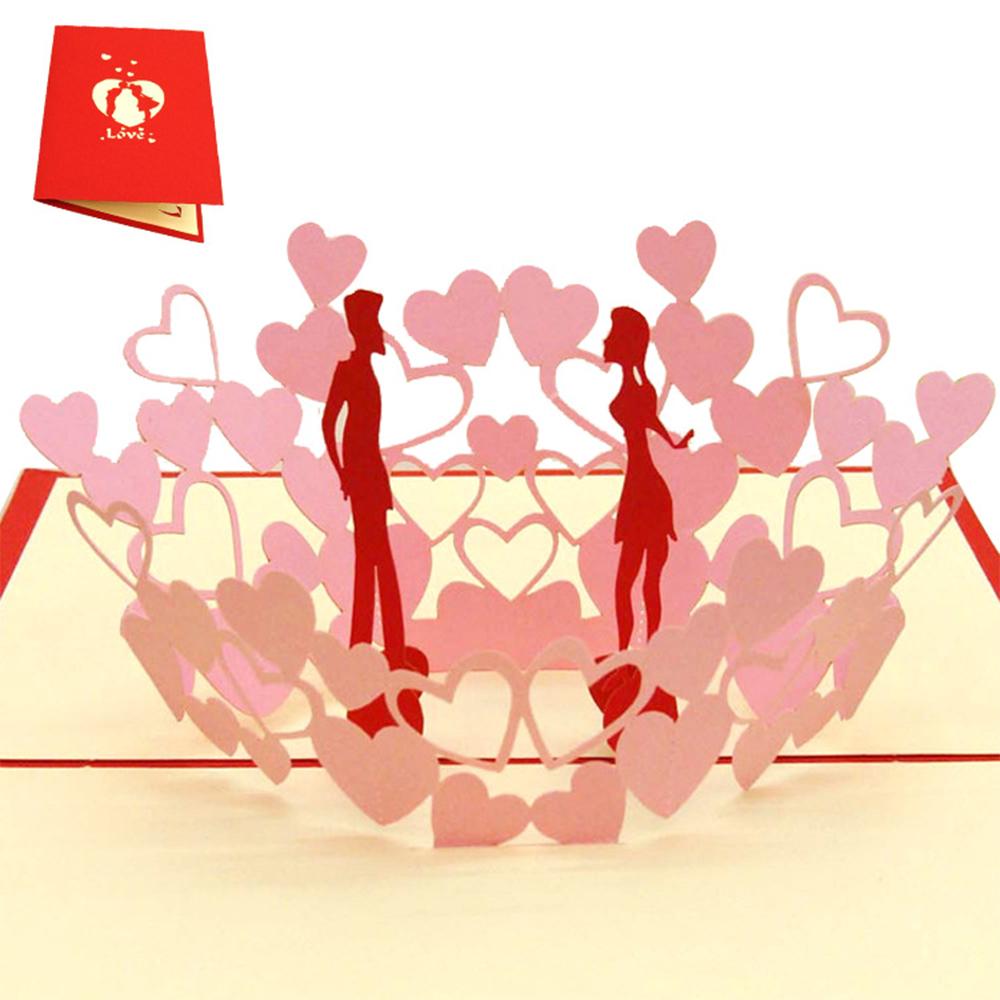 Hot 3D Creative Card For Wife And Friend Valentines Day Gift Wedding Invitation  Card Thank You Postcard