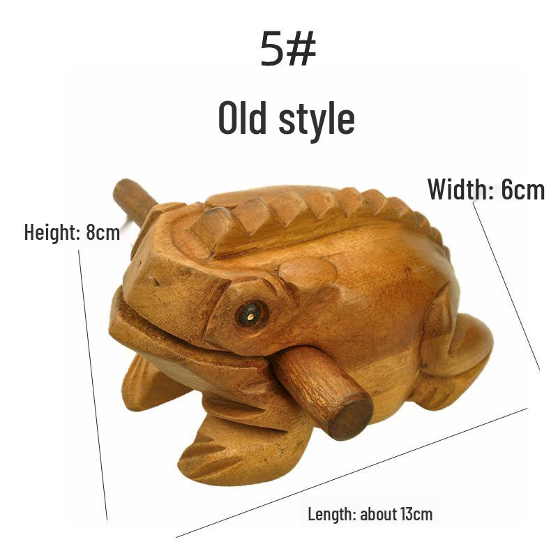 Thai Carved Wooden Sounding Frog - Lucky Handicraft Gift Toad Figurine