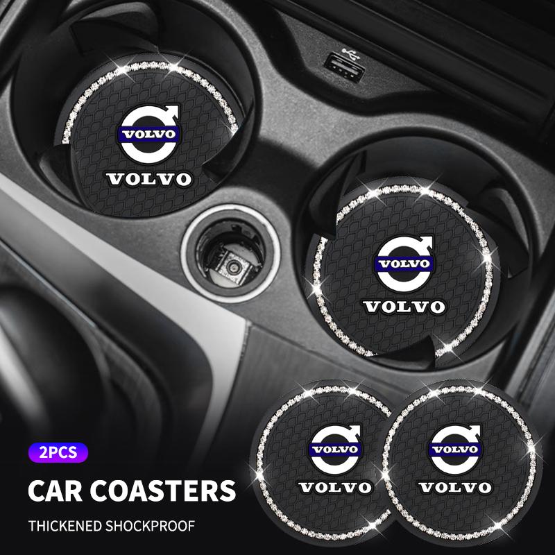 1/2pcs Non-slip Car Water Cup Pad Diamond Bottle Holder Coaster for Volvo XC60 S90 XC90 S60 XC40 V60 V90 S40 Volvo EX30 C40 C70