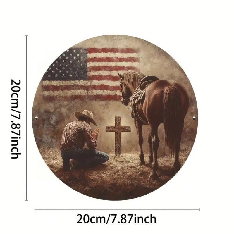 1 Pc Round Metal Wall Art Decor for Office Living Room Patio (20x20 Cm)
