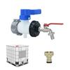 S60 75mm IBC Tank Tap Adapter 16mm Nipple Rain Bucket Fitting 15-16mm Garden Hose Tap Quick Connectr Faucet Alloy Tank Valve