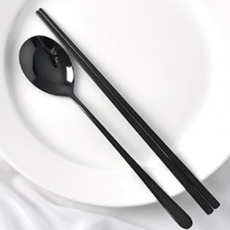 Home Art Stainless Steel Spoon Set Black 10-Piece Spoon and Chopsticks