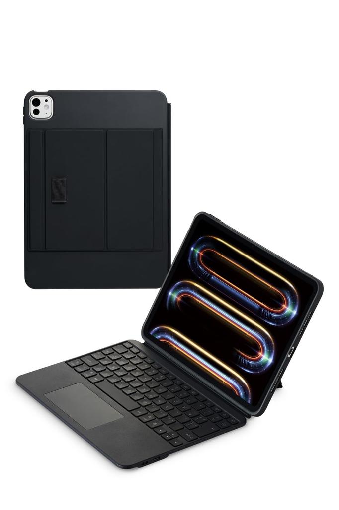 Elecom Keyboard Touch Book for iPadPro M4 2024 Model with Japanese Angle Black Case-integrated 11-inch Trackpad, Layout, Detachable, 3-level