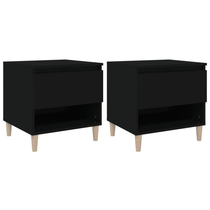 VidaXL Tables de chevet 2 pcs Noir 50x46x50 cm Bois d’ingénierie 819535