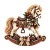 Distressed Rocking Horse Ornament Classic Holiday with Scarf and Bells Festive