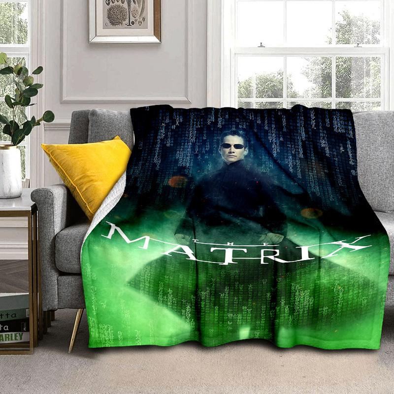 1pc The Matrix Neo Green Code Cartoon Blanket,Portable Throw for Travel & Camping, All Season Cozy Blanket,Ideal Gift