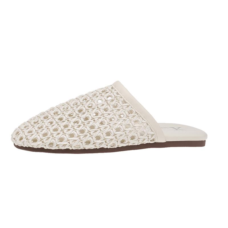 Fashion Women Mesh Slippers Low Heels Hollow Sandals Woman Mules Shoes Square Toe Summer 2025 New Trend Casual Dress Beach Slides Mujer