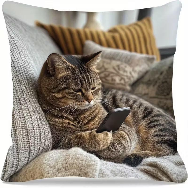 Federa per Cuscino da Lancio Gatto, Cuscino da Lancio Animale Carino, Federa per Cuscino Decorativa per Camera da Letto Casa Divano