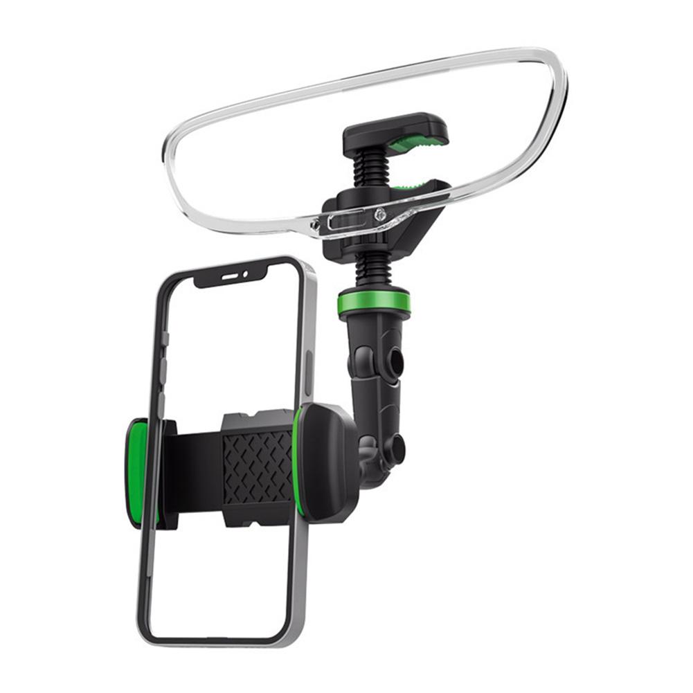 

Держатель для телефона на зеркало заднего вида, вращающееся автомобильное крепление для телефона, универсальное вращающееся на 360 градусов крепление для телефона O4Z1 black green-1pcs
