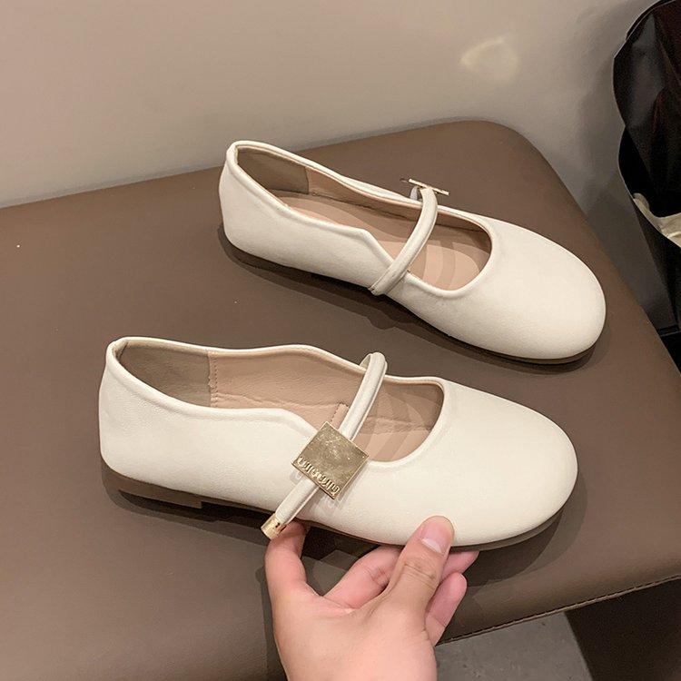 

Gentle evening shoes flat single shoes women s summer 2025 new comfortable not tired feet Mary Jane soft-soled beanie shoes 40 бежевий