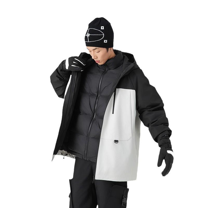 Outdoor three-in-one ski down jacket for men and women, fashionable waterproof thickened couple down jacket jacket for men