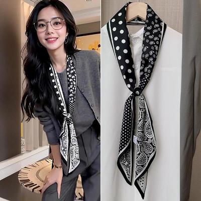 Sciarpa Stretta Lunga da Donna 190X4.5Cm Pois Cravatta Nastro per Borsa Fascia per Capelli Choker Streamer Accessori da Donna