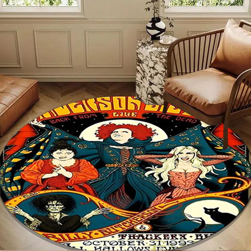 Halloween Horror Witch Round Mat, Anti-slip Circle Carpet Chair Rug For livingroom,Bedroom, Doormat Home Decor Gift Christmas Gifts