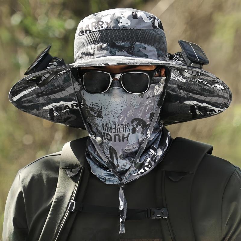Cross-border Hot: Solar Rechargeable Fan Fisherman Hat, Sun Protection Summer Travel