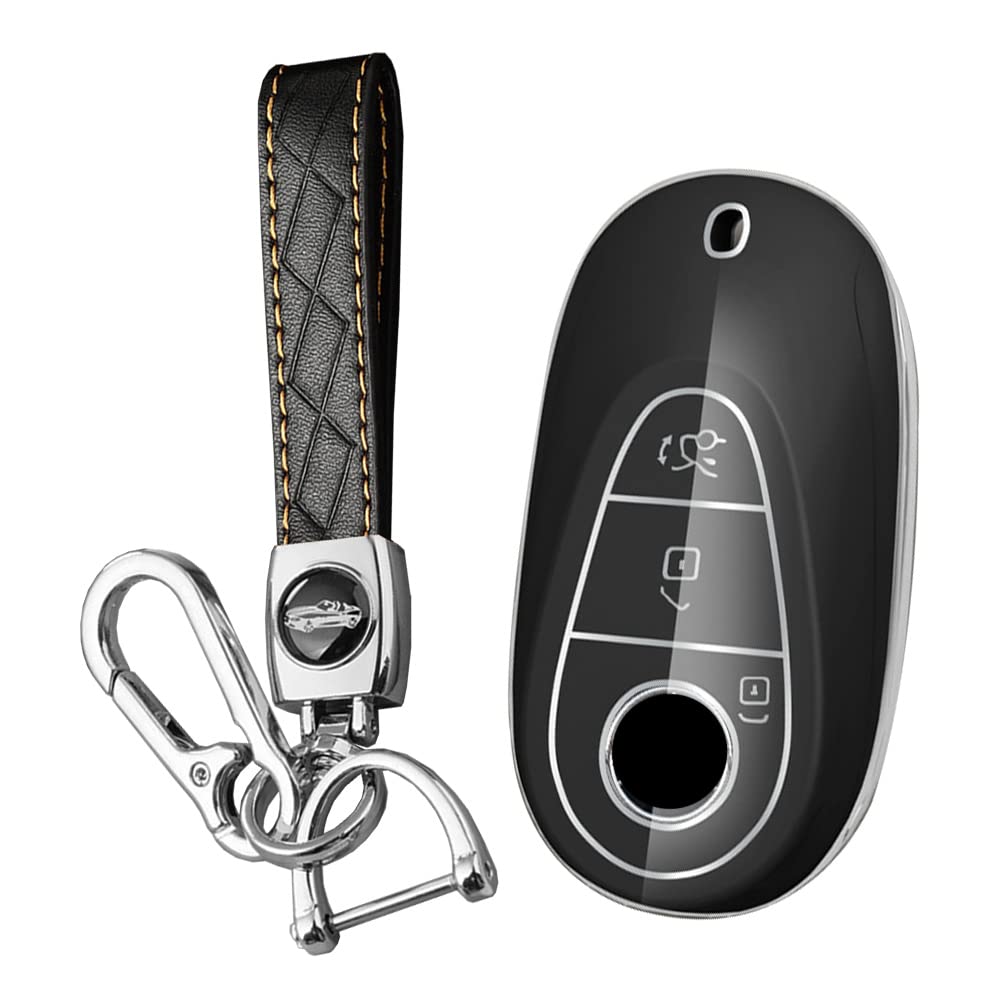 

KUNIO Эксклюзивный чехол для ключей Mercedes, держатель для ключей, накладка для ключей, оригинальный и роскошный для текущего чёрный